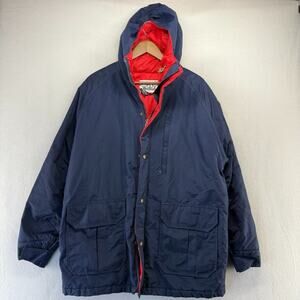Vintage Woolrich Jacket Men's Large Blue Goretex Hooded Zip Parka Outdoor 90s